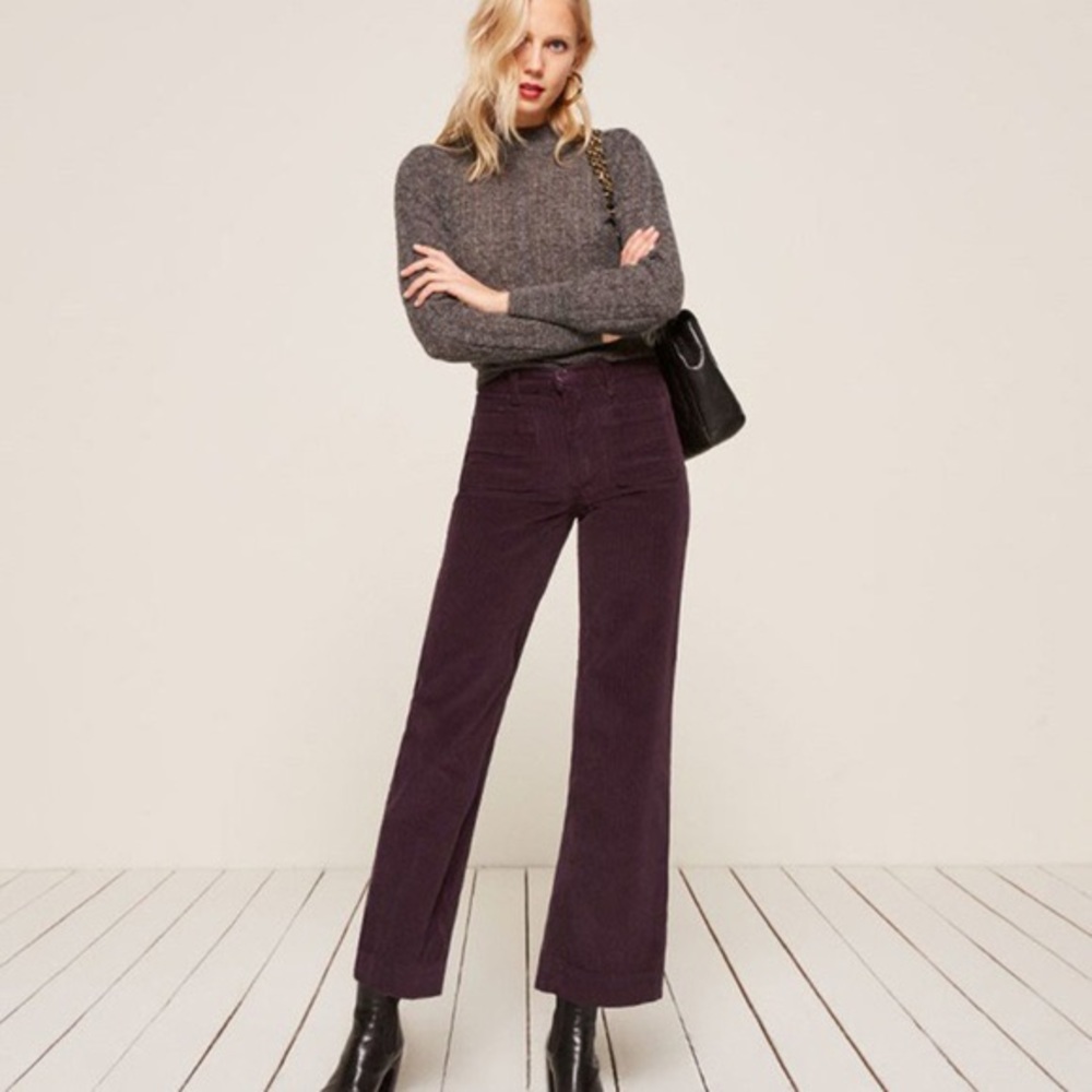 REFORMATION Waldorf Pant Corduroy in Blackberry